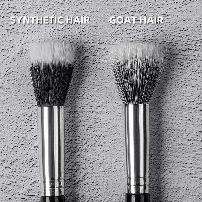 Black Wooden Handle Natural Bristle Dotting Blush Brush Single