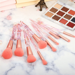 10-Piece Makeup Brush Set｜Crystal Plastic Handle | Synthetic Fiber Bristles |